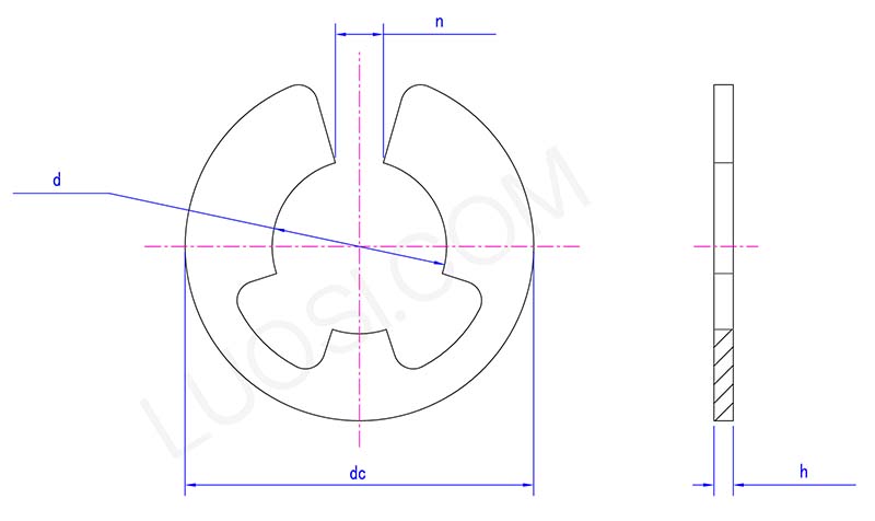 E type retaining rings Structure diagram E type retaining rings Structure diagram