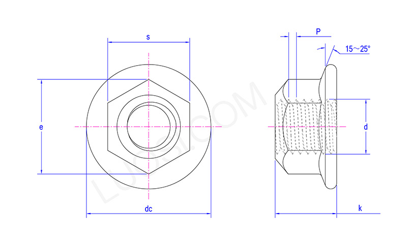 Prevailing Torque Type Hexagon Nuts with Flange Lock Nut