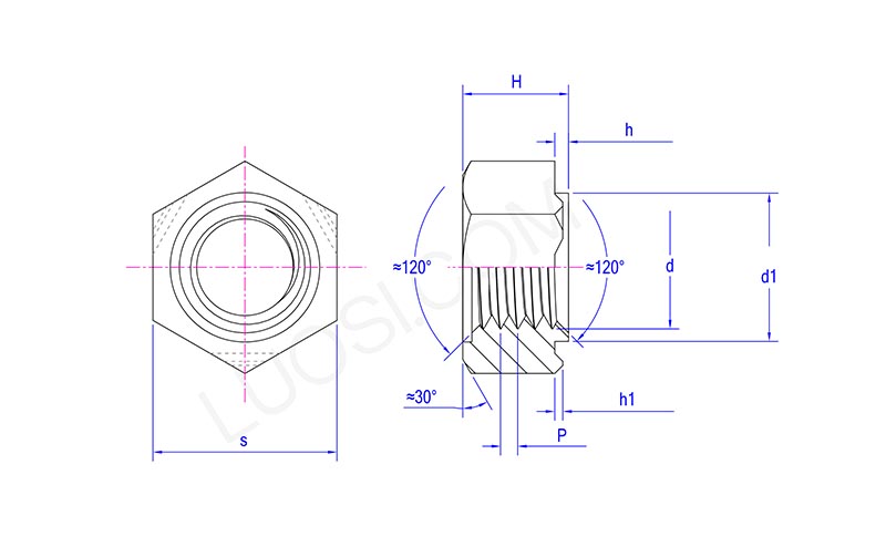 Hexagon Spot Weld Nuts